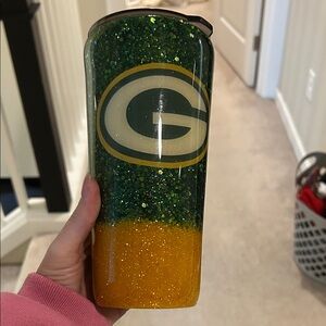 Green and Yellow Glitter Tumbler